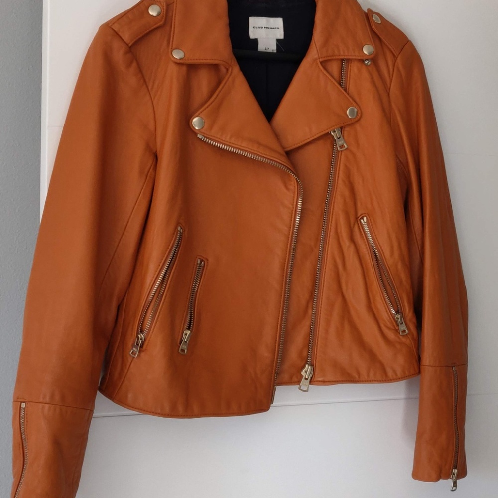Club Monaco Lamb Leather Gracella Jacket, S